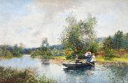 Severin Nilsson Rowing in a summer landscape Sweden oil painting artist